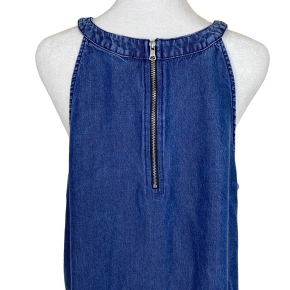 Splendid Dark Wash Chambray Halter Neck Shift Dress A-line Knee Length Sz XL - Picture 4 of 14